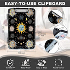 Clipboard with Storage,Storage Clipboard with Pen Holder,Heavy Duty Plastic Storage Clipboard with Low Profile Clip, Clipboard Folder, Teacher Must Haves, Office Supplies,Moon Suns
