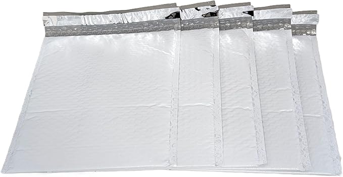 50-Pack 8.5x11" Bubble Mailers White Poly Padded #2 Envelopes Self Seal Shipping Bags Lightweight Tear Resistant Bubble Mailing Envelopes for Small Business Packaging, DVD, Clothing, Books, Gifts
