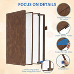 6 Sides Whiteboard Notebook Portable Whiteboard Dry Erase Notebook Portable Dry Erase Board Double Sided Folding Whiteboards White Board for Office Study Meeting(Brown,A4: 9"×12”)