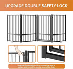 Full Metal Freestanding Dog Gate with Door, 32''Height Foldable Pet Dog Fence for Indoor & Outdoor, 4 Panels Extra Wide Free Standing TallDog Gates for Doorways,House,Stairs,Porch,Deck,Yard