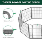 FXW Garden Fence Outdoor for The Yard – 32in(H) x 18.2ft(L) Heavy Duty Metal Animal Barrier for Dog and Rabbit, Decorative Dog Fence, 8 Panels, Silver