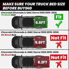 LASFIT Truck Bed Mat 2019-2026 for Chevrolet Chevy Silverado 1500 | GMC Sierra 1500 (Only Fit 6.6FT Bed), Bed Liner for Chevy Silverado GMC Sierra 1500, Not Fit Optional CarbonPro Bed