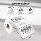 CEPRICO - 4”x 6” Direct Thermal Shipping Labels - 1 Roll (Per Roll 220 Labels) - Waterproof Perforated Self Adhesive Printable Stickers for UPS DHL FedEx USPS - Compatible w/Zebra & Thermal Printers