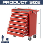 7-Drawer Tool Chest,Rolling Tool Cart with Wheels,High Capacity Tool Cabinet with Locking System for Garage, Warehouse, Workshop-Red