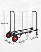 RedSwing Folding Multi-Utility Dolly Cart, Heavy Duty 8-in-1 Convertible Cart Adjustable Hand Truck/Platform Cart with R-Trac Wheels, 38" to 48" Telescoping Frame, 330lbs Load Capacity