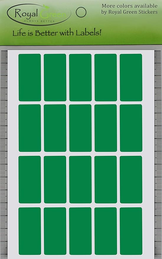 Royal Green Label Badge Stickers for Kids 1.57inch x 0.75 inch Rectangular Labels in Green (40mm x 19) - 100 Pack