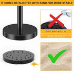 LOVMOR Crowd Control Stanchion, Set with 5 ft/1.5 m Red Velvet Rope, Set of 8 Pieces, Stanchion Rope Divider, Black Queue Barrier Line Divider with Fillable Plastic Base, Airport