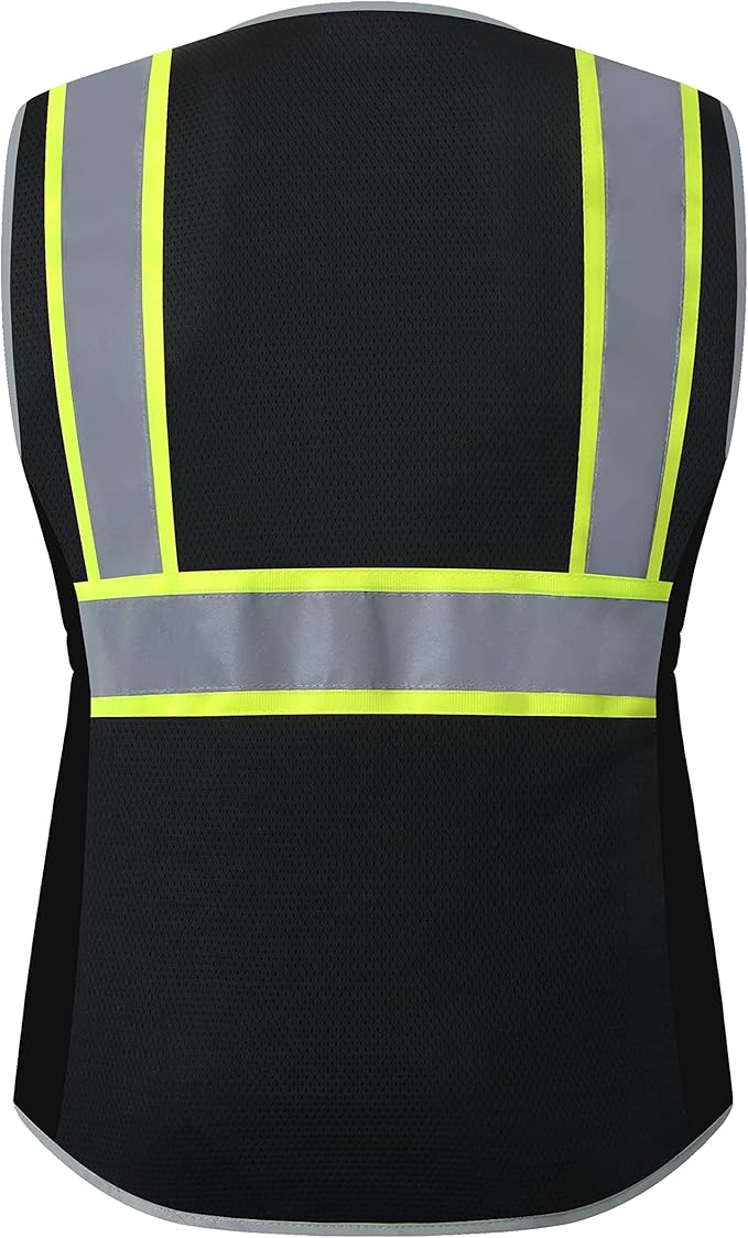 Safety Vest for women, Hi vis Reflective Lady Work vest With 9 Multi Pocket And Zipper