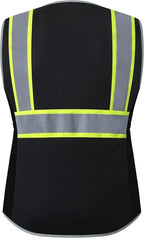 Safety Vest for women, Hi vis Reflective Lady Work vest With 9 Multi Pocket And Zipper