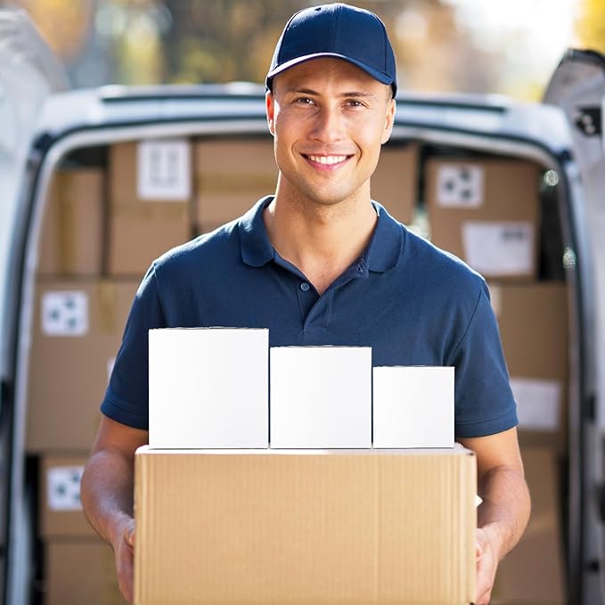 Eupako 30 Pack Small Shipping Boxes Assorted Sizes, 4x4x4 & 5x5x5 & 6x6x6 10 PCS Each Small Boxes, White Corrugated Box Mailers, Cardboard Boxes for Packaging Small Business, Mailing