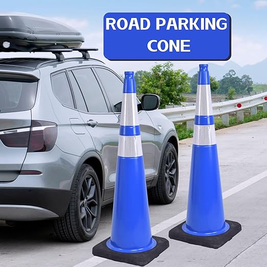 BESEA 8Pack 36” inch Traffic Cones Blue Road Parking Cones Construction Safety Cone Structurally Stable for Traffic Control(Blue Color)