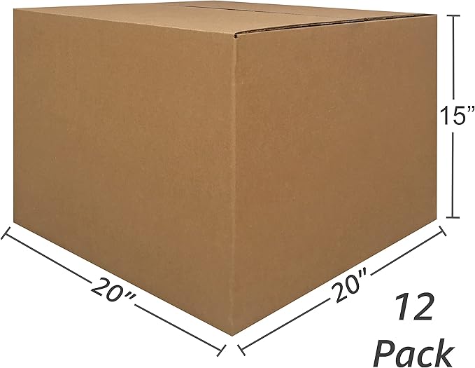 UBOXES Large Moving Boxes 20" x 20" x 15" (Pack of 12)