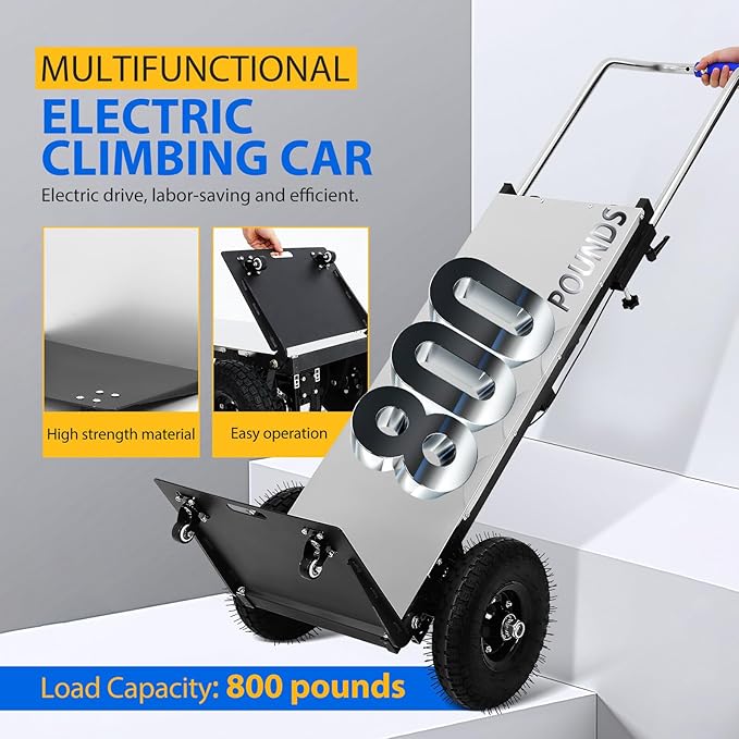 Motorized Hand Truck for Moving Furniture Stair Climbing Hand Truck Dollys Cart with Stair Climbing Wheels Electric Crawler Black