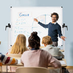 VIZ-PRO Double-Sided Mobile Whiteboard, 48 x 36 Inches, Magnetic Rolling Dry Erase White Board on Wheels with Aluminium Frame and Stand