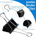 Jumbo Binder Clips 3 inch,75mm Width,6 Pack Extra Large Binder Clips for Office,School and Home Organization,Black