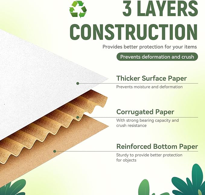 20 Pack 13"x10"x4" inch Shipping Boxes White Corrugated Cardboard Box for Small Business, Mailer, Shipping, and Packing