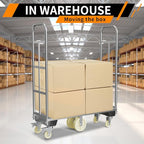 U-Boat Platform Truck Cart, 16 x 48 Inch Narrow Aisle Flatbed Truck w/6PCS Wheel Caster 2000LBS Weight Capacity Heavy Duty Platform Dolly with Removable Handles for Warehouse, Storage Room