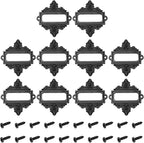 uxcell 10 Pcs Metal Label Holder, 2.2 x 2.4 Inch Small Vintage Card Frame Tag Floral Lace Label Holder with Screws for File Boxes Drawers Door Cabinet Book Shelves, Black