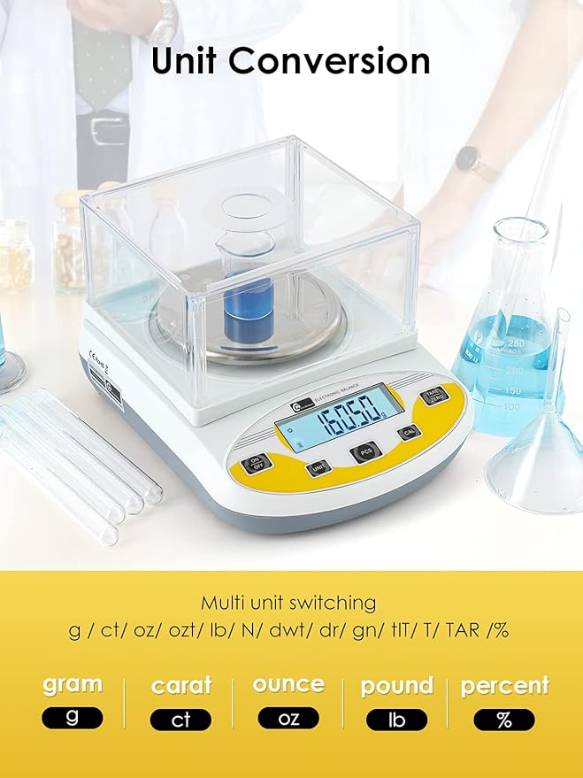 CGOLDENWALL Precision Lab Scale 500gX0.01g Analytical Electronic Balance Digital Laboratory Scale Precision Jewelry Scales Kitchen Precision Weighing Electronic Scales Calibrated 110V (500g, 0.01g)