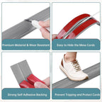 Floor Cord Cover Self Adhesive Cord Hider Floor Extension Cord Covers for Floor Power Cord Protector Cable Management Prevent Cable Trips Cable Cavity 0.51" W x 0.31" H (Light Grey Wood, 10Ft)
