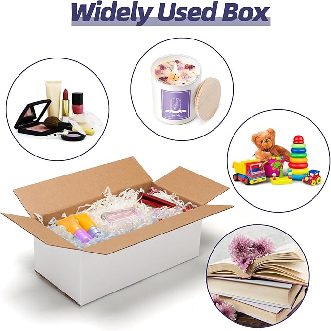 Shipping Boxes 8X4X3 Set of 40, White Corrugated Cardboard Box for Mailing Business Packaging