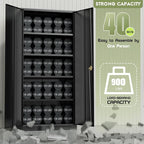 Crownland 72" Lockable Metal Storage Cabinet, Garage Storage Cabinets, High Office Cabinet with Adjustable Shelves for Home Office, Pantry,Garage, File(Balck)