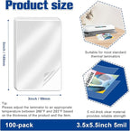 100 Pack 5mil 3“x5" Thermal Laminating Pouches Badge Laminate Pouches Clear Laminated Luggage Tags Laminator Pouches