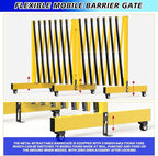 16.8FT Industrial Metal Expandable Barricade，Retractable Traffic Fence with Casters, 270 Degrees Folding Security Gate, Portable Barricade Gate for Construction Area, Traffic Control, Cordon