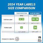 2024 Small Year Labels, Doctor Stuff 2024 Chart Stickers, Light Green Color Coded, Tab Products Style, USA Made Year Stickers for End Tab File Folders, 500/Roll, 1 Roll, 1/2" x 1-1/8"