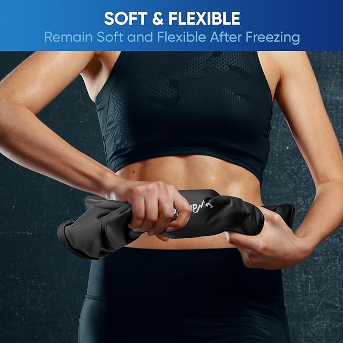 APEXUP Gel Ice Packs for Injuries Reusable, Flexible Double Sided Cold Packs for Injuries, Ice Pack for Knee, Shoulder, Back, Hip, Leg, Arm (Black, L, 2PK)