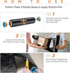 ADAYM 18" x 1500' Stretch/Shrink Wrap Roll - Plastic Wrap for Moving, Heavy Duty 80 Gauge, 600% Stretch for Packing, Pallets, Shipping&Furniture Protection with Handles