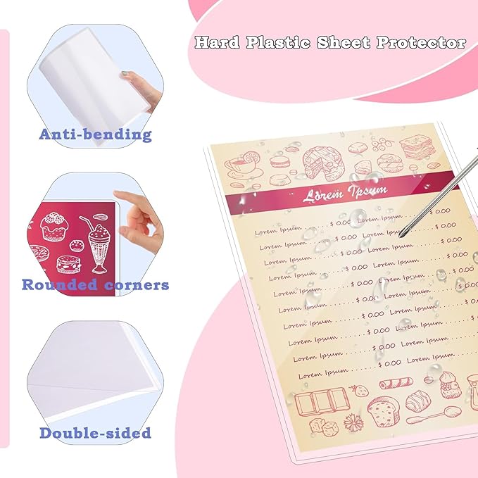 AKONEGE 30PCS 8.5" x 11" Rigid Print Protectors, Clear Hard Plastic Page Sheet Protectors, Hard Plastic Sleeves for Paper Photo Poster, Document Holder Birth Certificate Protector