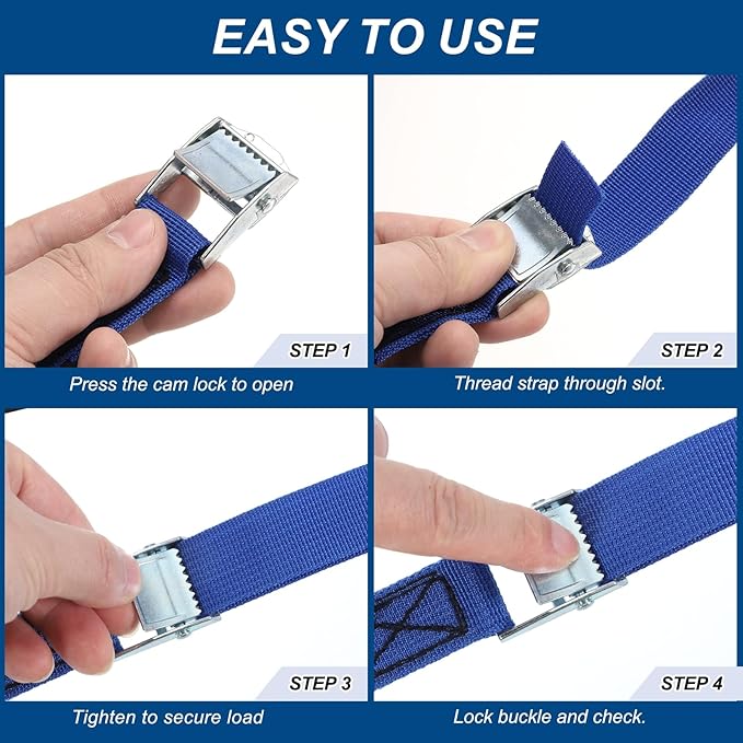 PATIKIL Lashing Straps 1" x 39 Ft, 2 Pcs Tie Down Strap Cam Buckle Adjustable Ratchet Straps 551 lbs for Cargo Trucks Motorcycle Luggage, Blue