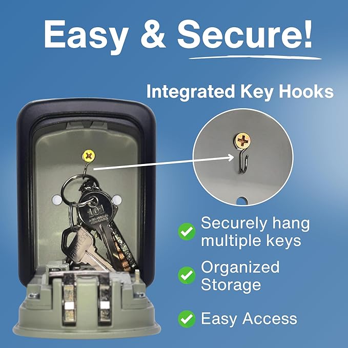 RUDY RUN Key Lock Box for Outside - Realtor Lockbox for House Keys Outdoor - Combination Key Hiders to Hide a Key Safe Storage