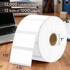 2.25" x 1.25" Direct Thermal Labels, Strong Adhesive Barcode & Address Stickers Compatible with Zebra, Rollo, Munbyn & Most Desktop Thermal Printers (12 Rolls / 12000 Labels), TRSTGIX