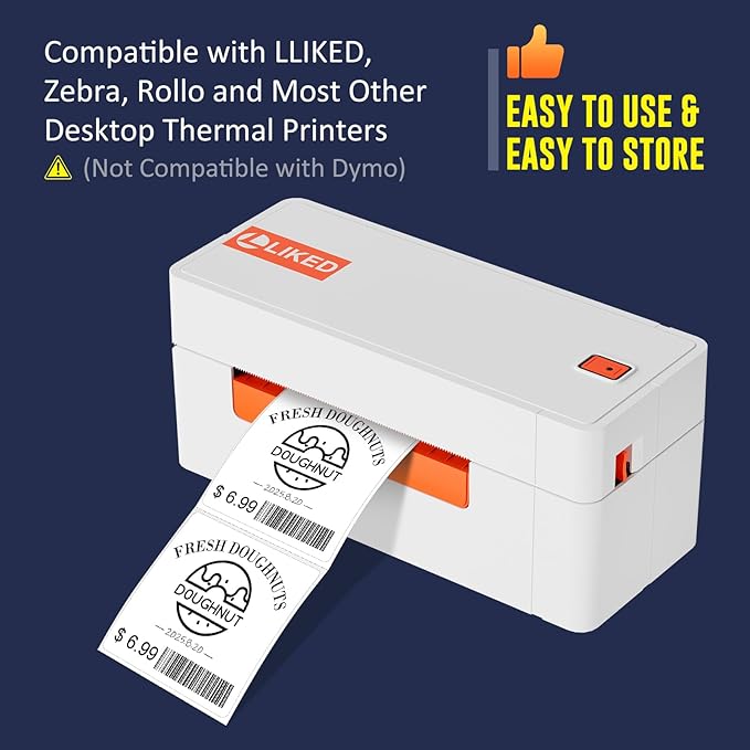 L LIKED 2" x 2" Direct Square Thermal Labels, Perforated QR Code and Barcode Labels & Compatible with Rollo, Zebra and Other Desktop Printers (10 Roll, 7500 Labels)