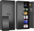 Metal Storage Cabinet with 5 Adjustable Shelves and Pegboard, 71" H×32" W×16" D Garage Storage Cabinet with Lockable Doors for Garage,Office,Home,Gym,School, Lockable File Cabinet, Black