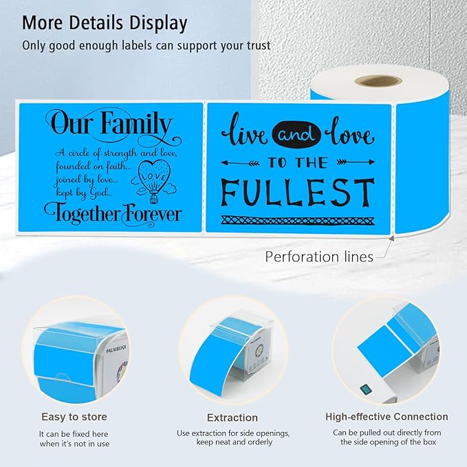 3x5 Inch Thermal Label Stickers,300Pcs Waterproof Rectangle Labels for Storage Bins,Moving Boxes,Address & Inventory Organization,Small Business Labeling,Fluorescent Blue