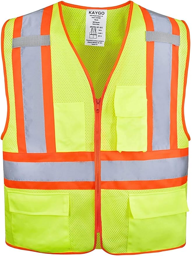 KAYGO Safety Vest with Pockets - High Visibility Reflective Vest ANSI Class 2 Construction Vest