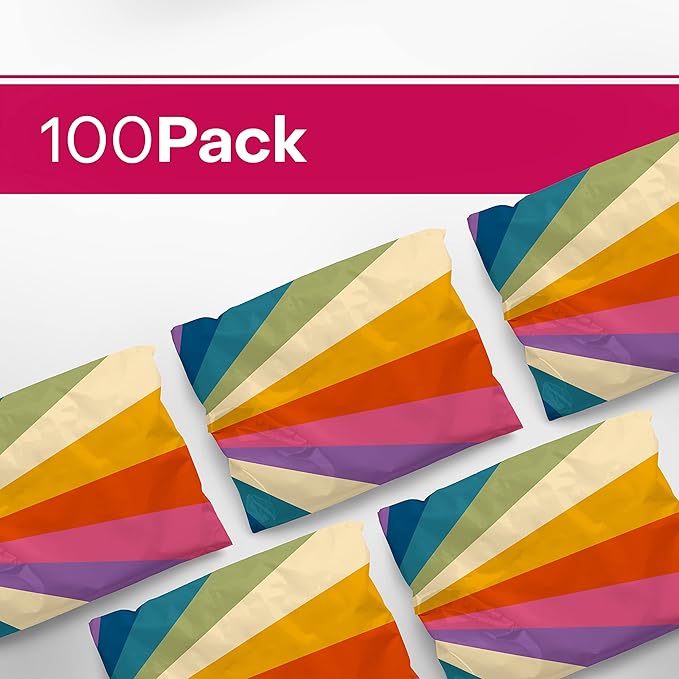 10x13 Poly Mailers – Retro Rainbow – Waterproof, Tear-Resistant Shipping Bags with Adhesive Seal – 100 Pack – Package Mint