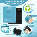 Ice Packs for Injuries 14" X 11": Ohuhu 2 Pack Hot Cold Gel Ice Pack X-Large Reusable Ice Packs with Wrap Flexible Pain Relief for Shoulder Legs Knee Back Hip Aches Injury Muscle Pain-Light Blue