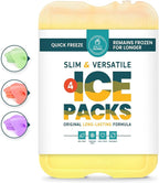 Healthy Packers Reusable Ice Packs for Lunch Boxes - Long Lasting Slim Freezer Packs, Thin Non-Toxic BPA-Free Hard Gel Ice Blocks for Coolers, Kids & Adults Lunch Bags, Travel, Camping, Food Storage