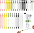 30 Pcs Silicone Cable Ties, Reusable Data Cable Organizer Wire Organizers for Office, Multipurpose Elastic Cord Wraps Cable Management for Charging Cord,Appliances,Home,Office,Kitchen,School,Travel