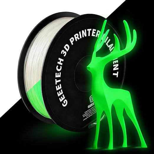 Geeetech Glow in The Dark Filament Green, 3D Printing Filament, Luminous PLA Filament 1.75mm Dimensional Accuracy +/- 0.02 mm, 1kg (2.2lbs), Fit Most FDM 3D Printers