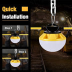 100FT Construction String Lights, IP65 Waterproof ETL Certified LED String Work Lights, 5000K Daylight 18AWG Wire Linkable Temporary Construction Lighting for Jobsite with 10 Bulbs & Hooks