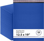 Royal Blue 12.5x19.5 Inch Large Poly Bubble Mailers #6 | Padded Envelopes with Self Seal | Air Lined Cushioned Bubble Mailer | Usable Size 12.5x15 | 50 Pack Bulk | Lightweight shipping Bags