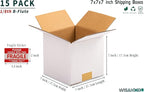 7x7x7 inch White Shipping Boxes, Corrugated Cardboard Small Boxes with Fragile Stickers for Business Mailing, Packing, Moving, Storage, 15 Pack