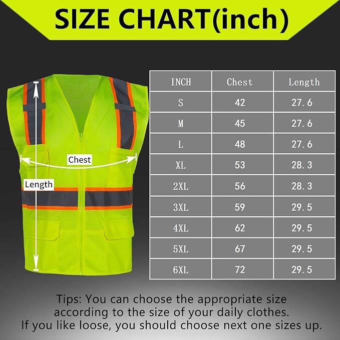 FONIRRA 3 Pack Hi Vis Safety Vest for Men with 8 Pockets,Hi Vis Reflective Mesh Vest for Men for Construction