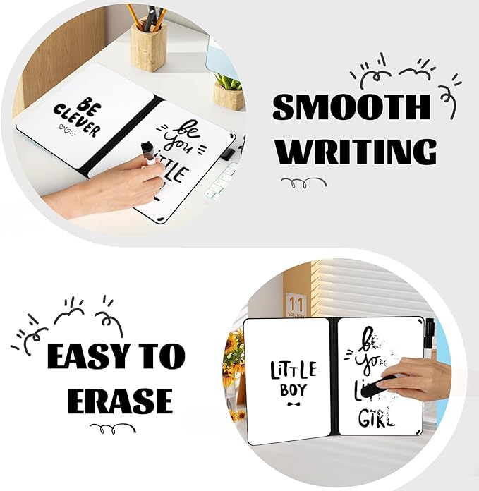 A5 Portable White Board Dry Erase, 8.4 x 6 inch Double Sided Folding Whiteboards with 2 Pens, Small Dry Erase Board Notebook for Study, Doodling, Meeting, Planning