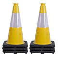 OrangeStar 6-Pack 18" Traffic Cones, Yellow Safety Cones with Reflective Collar, Weighted Base for Driving Practice, Parking Lots, Construction, Flexible PVC, Indoor & Outdoor Use